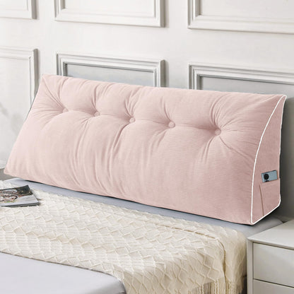 Melhany Queen Size Wedge Headboard Pillow Set with 2 Bolster Pillows, Velvet Back Support Reading Pillow with Removable Washable Cover