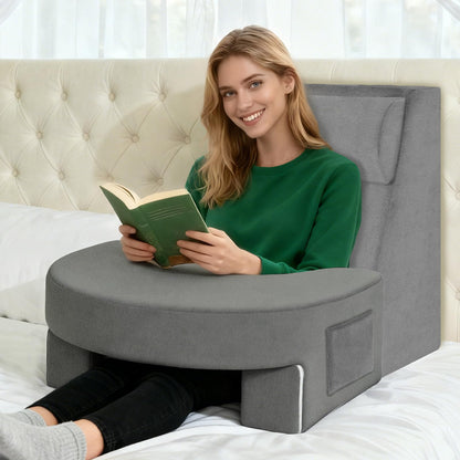 Melhany Adjustable 3-Piece Reading Wedge Pillow Set with Laptop Tray, Modular Bed Rest Support System with Side Pockets