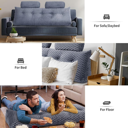 Melhany Queen Size Wedge Headboard Pillow Set with 2 Roll Pillows, Velvet Back Support Reading Pillow with Removable Washable Cover