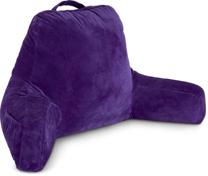 Melhany XX-Large Reading Pillow with Arms and Neck Roll, Shredded Memory Foam Bed Rest Pillow with Removable Cover and Side Pockets, Grey