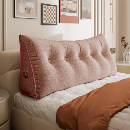 Melhany Queen Size Wedge Headboard Pillow with Side Pockets, Velvet Back Support Reading Pillow with Removable Washable Cover